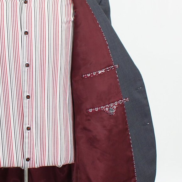 Giles & Jasper 50R Gray Solid 2-Button Sport Coat Blazer Jacket P347 - Picture 10 of 11